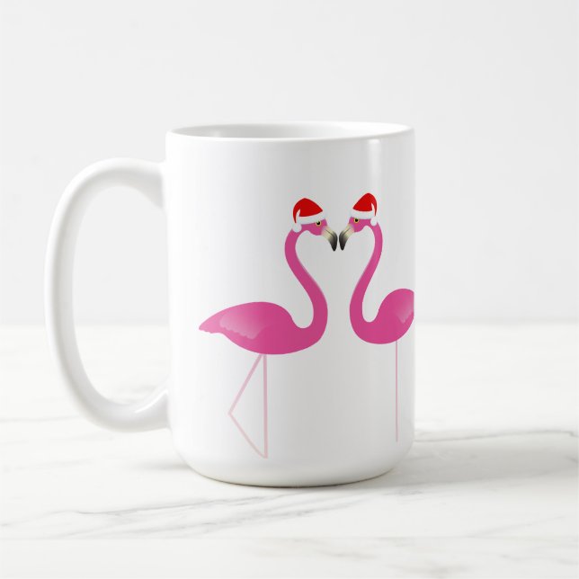 Kissing Flamingos Helgdag Mugg (Vänster)