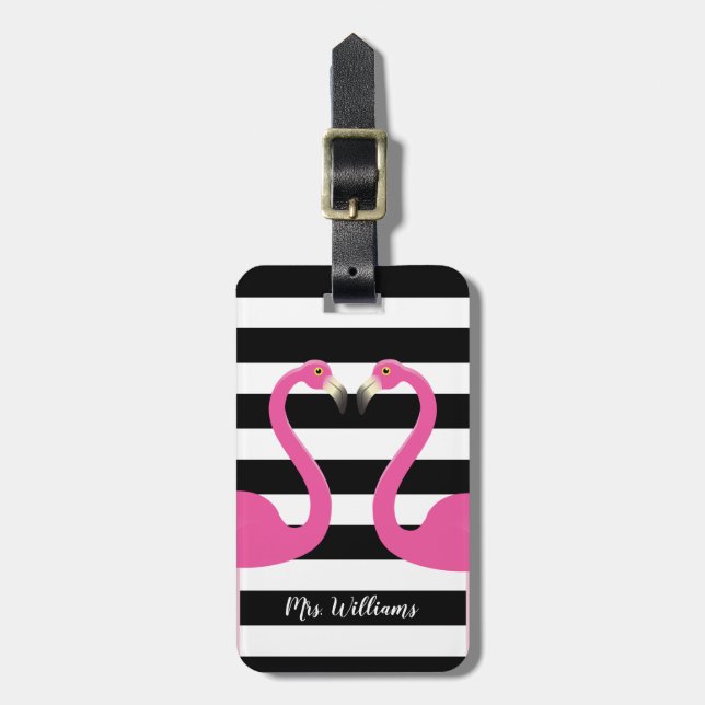 Kissing Flamingos, Luggage Tag Bagagebricka (Vertikal Framsida)