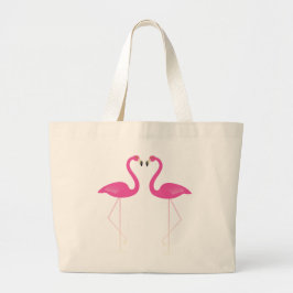 Kissing Flamingos Tote Jumbo Tygkasse