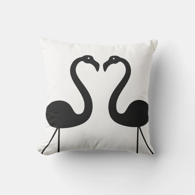 Kissing Flamingos White Exdoor Pillow Kudde (Framsida)