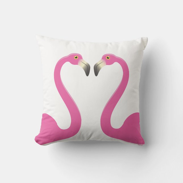 Kissing Flamingos White Exdoor Pillow Utomhuskudde (Framsida)