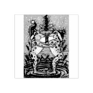 KISSING FROGS, CHRISTMAS MISTLETOE GUBBER FRIMÄRKE STÄMPEL