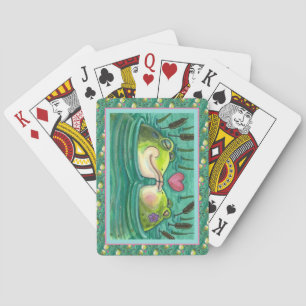 KISSING FROGS COLORFUL & CUTE POND ROMANTIK, FUNNY CASINOKORT