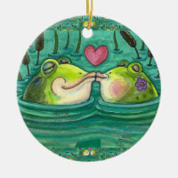 KISSING FROGS COLORFUL & CUTE POND ROMANTIK, FUNNY