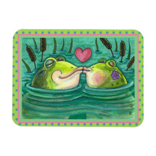 KISSING FROGS COLORFUL & CUTE POND ROMANTIK, FUNNY MAGNET