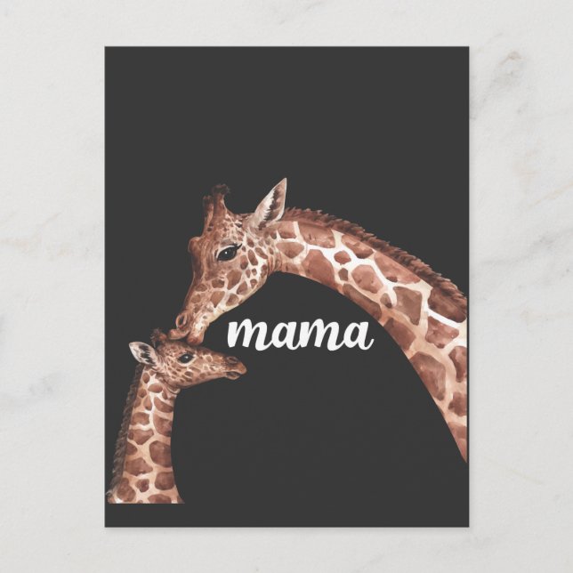 Kissing Giraffe Mamma och Child Bond Vykort (Framsida)