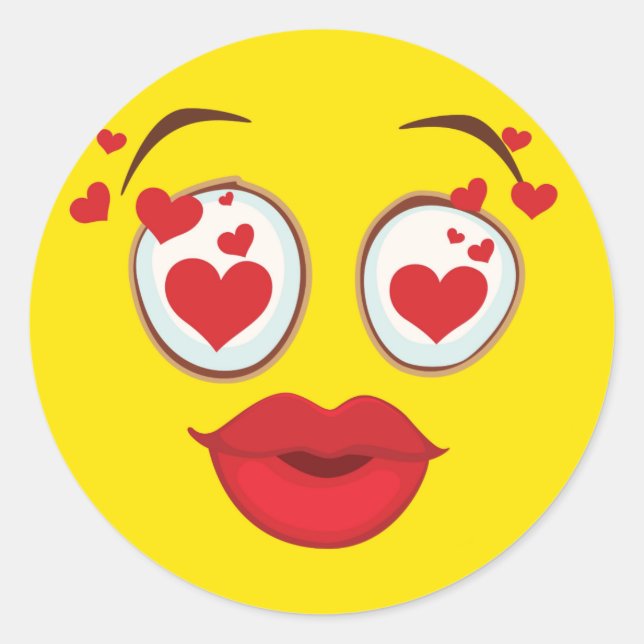 Kissing Gult Ansikte Runt Klistermärke (Framsida)