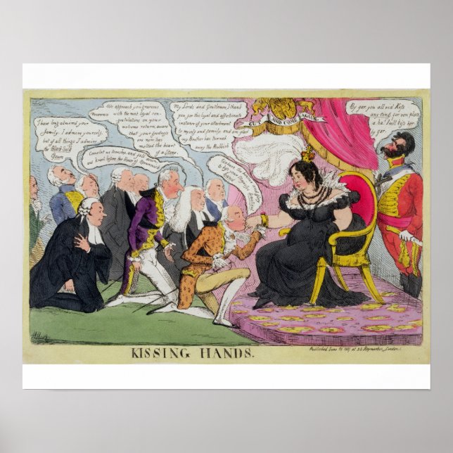 Kissing Händer, offentliggjord 1827 (färg litho) Poster (Framsidan)