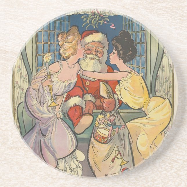 Kissing Jultomten Vintage jul Underlägg (Framsidan)