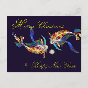 Kissing Koi God jul & New Year Postcard Helg Vykort