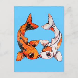 Kissing Koi Postcard Vykort
