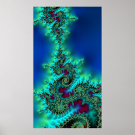 Kissing Krakens Vivid Colorful Fractal Abstrakt Poster