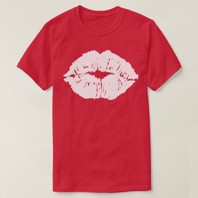 Kissing Läppar Mouth Lipstick Black White T Shirt (Design framsida)