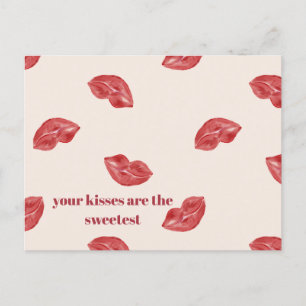 Kissing Läppar Red på beige färg valentine Helg Vykort