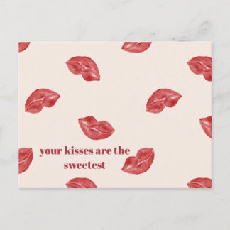 Kissing Läppar Red på beige färg valentine Helg Vykort