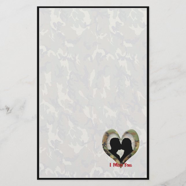 Kissing lite Silhouette "Jag saknar dig" Brevpapper (Framsida)