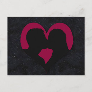 Kissing lite Silhouette på Red Heart Vykort