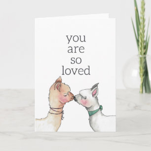 Kissing Llamas "you are Loved"-hälsningskort Kort
