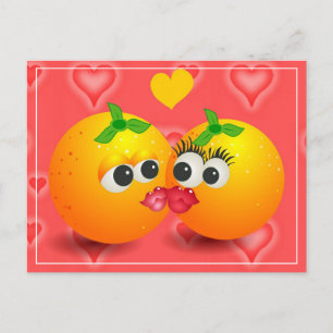 Kissing Oranges Valentine Vykort