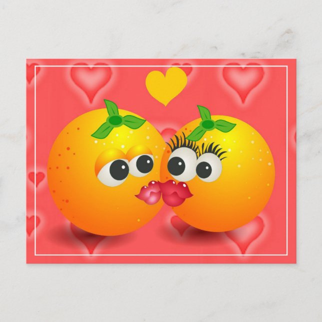 Kissing Oranges Valentine Vykort (Framsida)