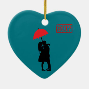 Kissing par Red Parbrella 2017 Julgransprydnad Keramik