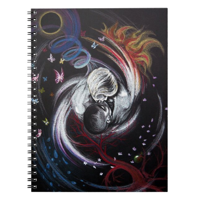 Kissing-paret Yin Yang Kärlek Surreal teckning art Anteckningsbok (Framsidan)