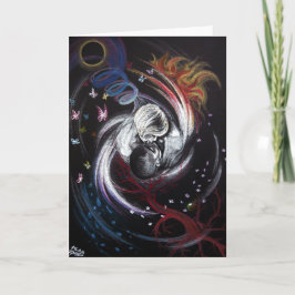 Kissing-paret Yin Yang Kärlek Surreal teckning art Kort
