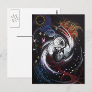 Kissing-paret Yin Yang Kärlek Surreal teckning art Vykort