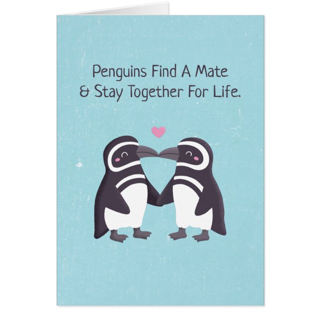 Kissing Penguins.. Du är min Penguin Make. Hälsningskort (Framsidan)