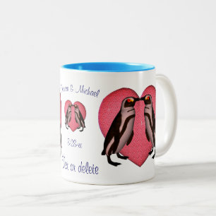 Kissing Penguins Personlig Bröllop Två-Tonad Mugg