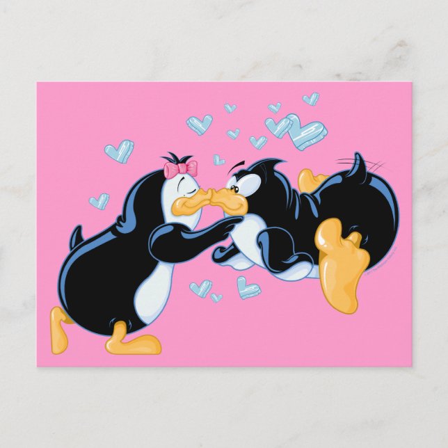 Kissing Penguins vykort (Framsida)