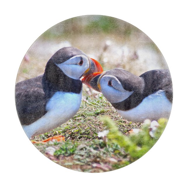 Kissing Puffins Glass Clearboard Board (Framsidan)