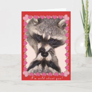 Kissing Raccoons Helgkort