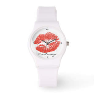 Kissing Red läppar Thunder_Cove Armbandsur