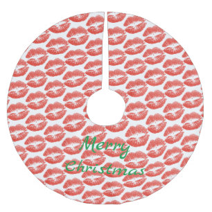 Kissing Red läppar Thunder_Cove Julgransmatta Borstad Polyester