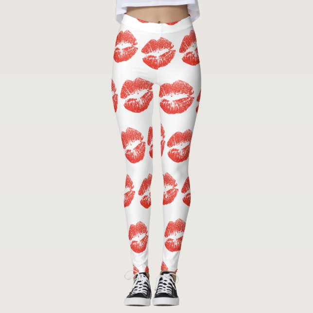 Kissing Red läppar Thunder_Cove Leggings (Framsida)