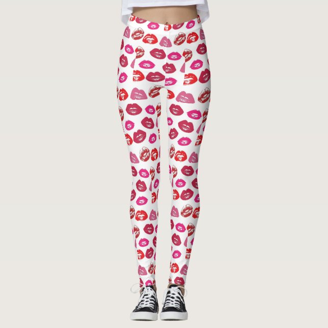Kissing Red läppar Thunder_Cove Leggings (Framsida)