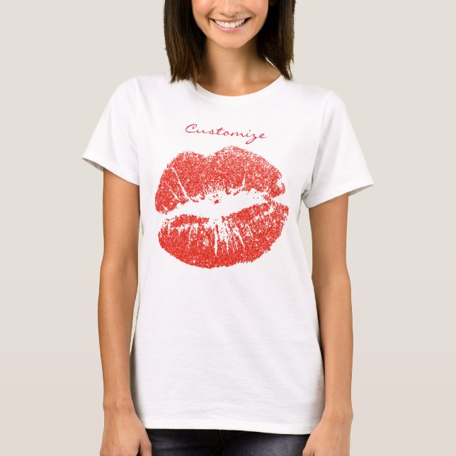 Kissing Red läppar Thunder_Cove T Shirt (Framsida)
