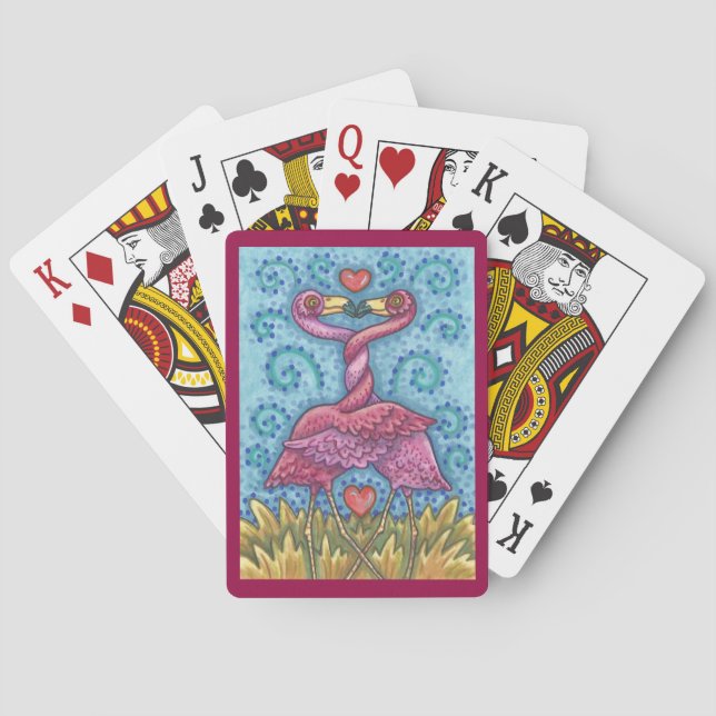 Kissing ROSA FLAMINGO PLAYING CARDS Poker Kortlek (Baksidan)