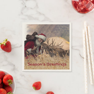 Kissing Santa and Moose Pappersservett