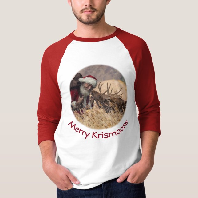 Kissing Santa and Moose T-Shirt (Framsida)