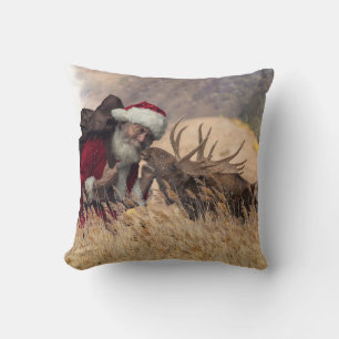 Kissing Santa och Moose Dekorativ kudde