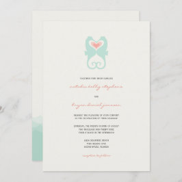 Kissing Seahästar Kärlek Hearts Beach Bröllop Inbjudningar