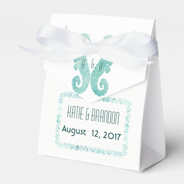 Kissing Seahorse Favor Box in Turcos Presentaskar (Framsidan Sidan)