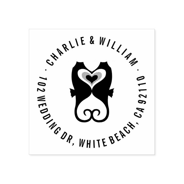 Kissing Seahorse Kärlek Beach Wedding Rubber Frimä Stämpel (Tryck)