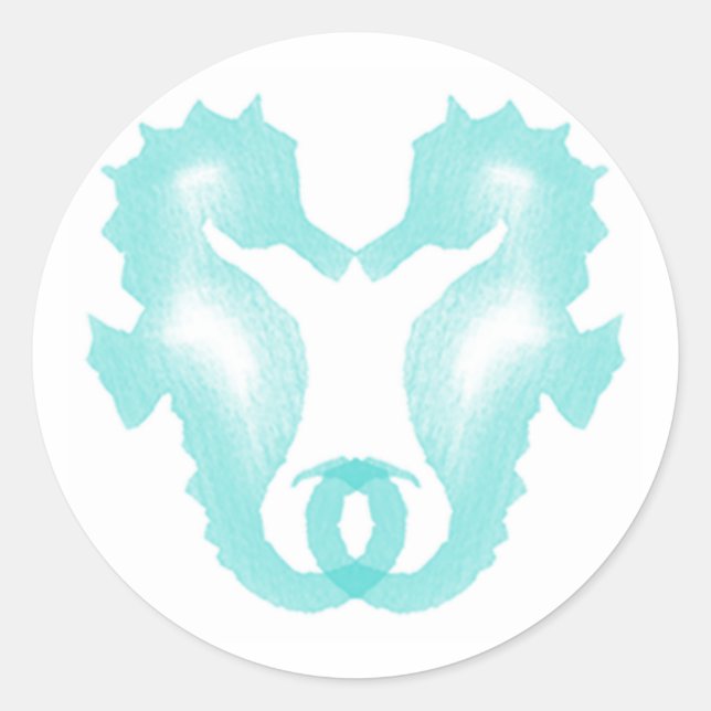 Kissing Seahorse Runt Klistermärke (Framsida)