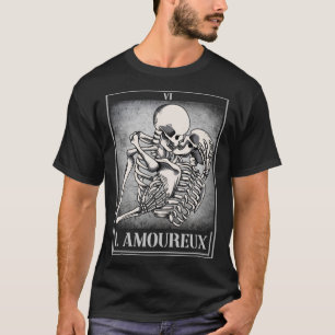 Kissing Skeleton Tarot Card Skull Kärlek Bones Hor T Shirt