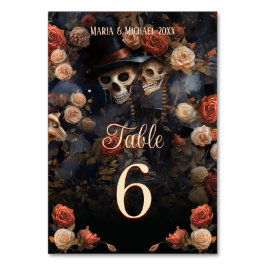 Kissing Skeletons Gothic Bröllop Bord Card Bordsnummer