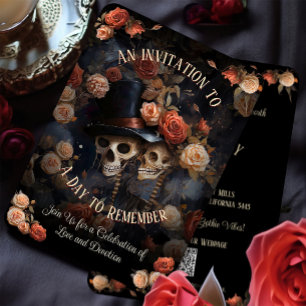 Kissing Skeletons OSA Gothic Bröllop Inbjudningar