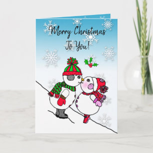 Kissing Snögubbe och Snowshe under Mistletoe Kort